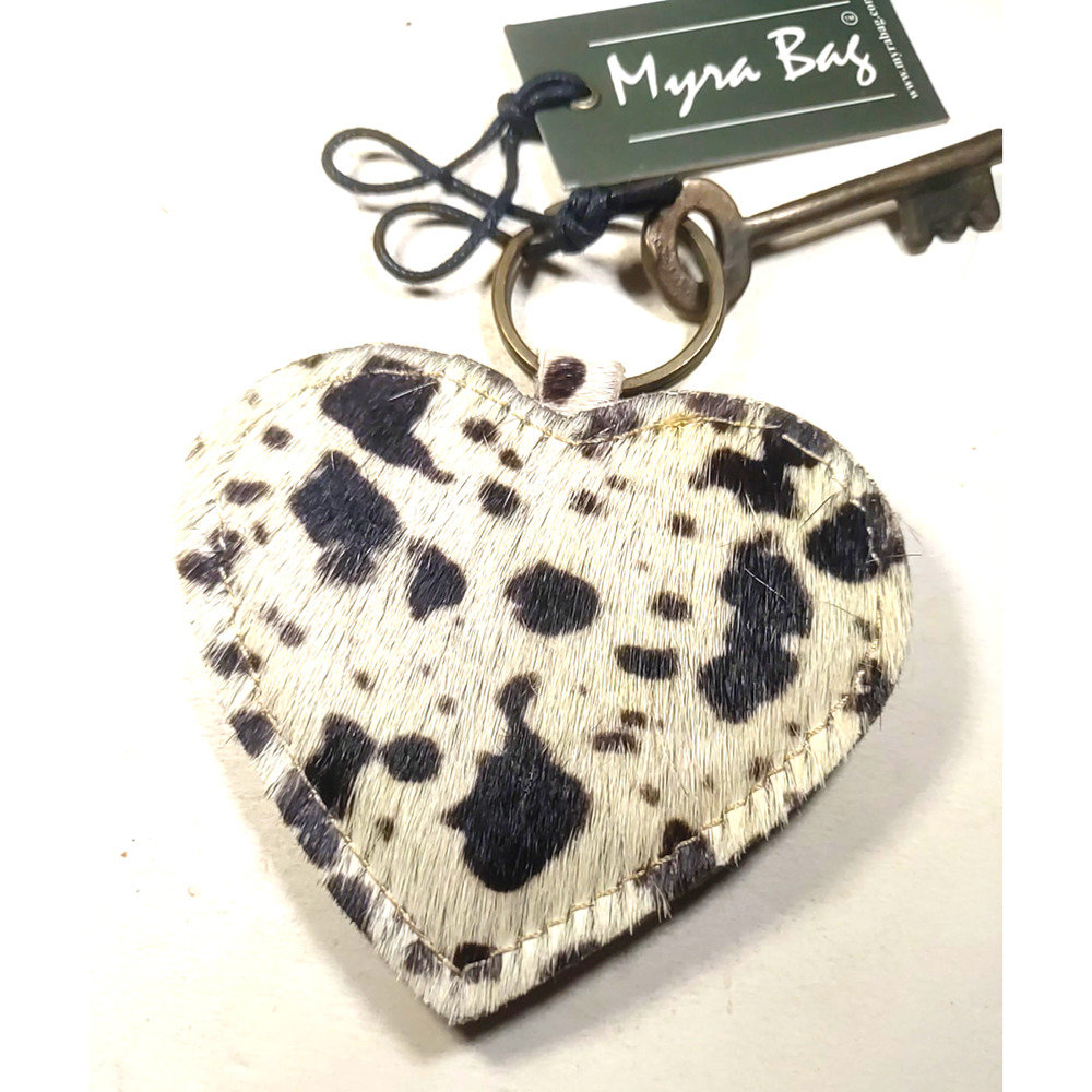 Myra Bag Dalmatian Print Heart Keychain With Skeleton Key - Picture 3 of 5